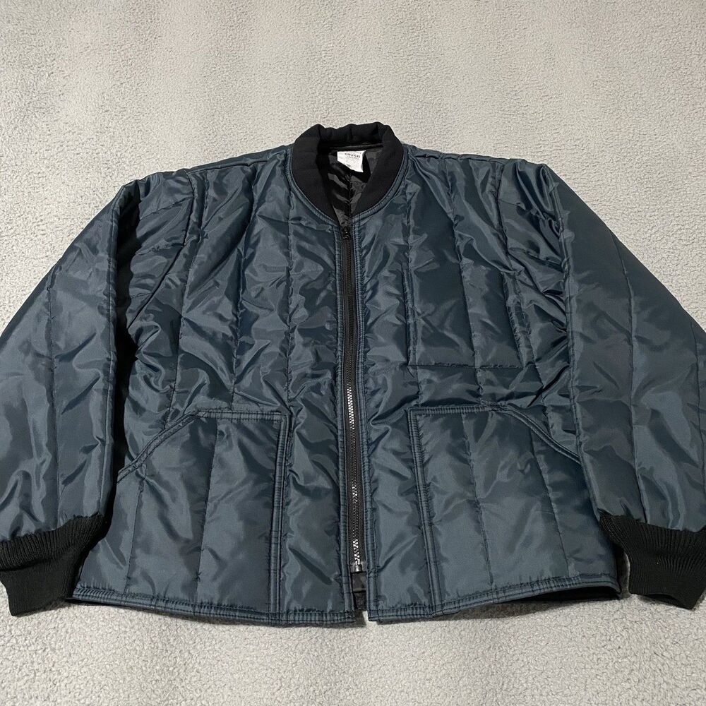 RefrigiWear Jacket Mens Large Blue Quilted Insulated Full Zip Work Wear 0925R